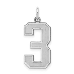 Sterling Silver, Jersey Collection, Large Number 3 Pendant